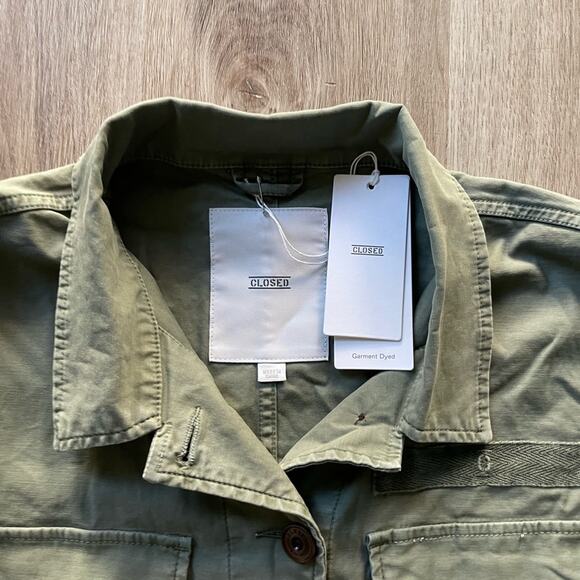 closed blix green army military button front cotton shacket jacket small new - Picture 7 of 7